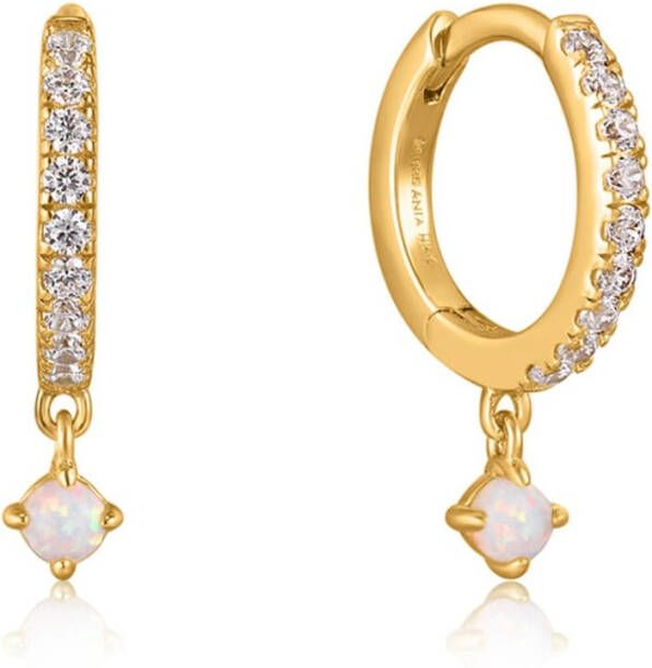 Ania Haie Oorbellen Sparkle Opal Drop Huggie Hoop Earrings Goudkleurig