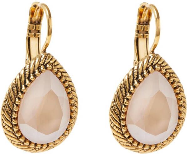 Camps en Camps Oorbellen swarovski ivory cream dormeuses Wit