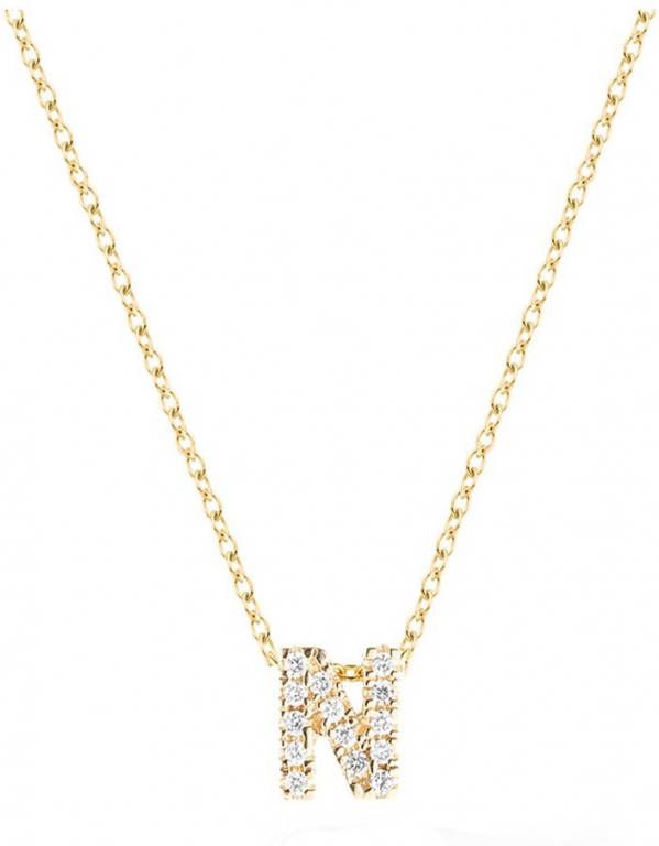 Diamond Point Geelgouden collier 0 03 ct diamant Alphabet