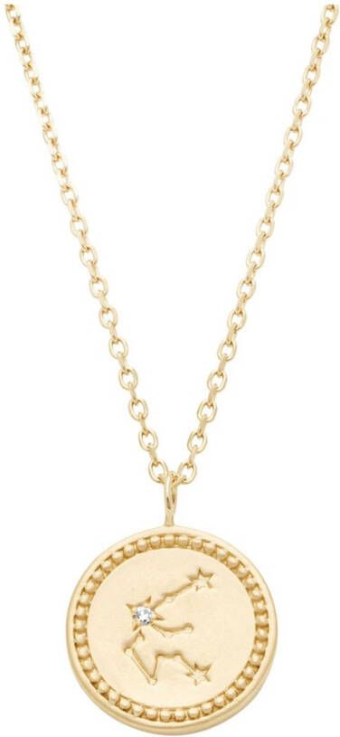 Diamond Point Geelgouden collier, Zodiac Aquarius