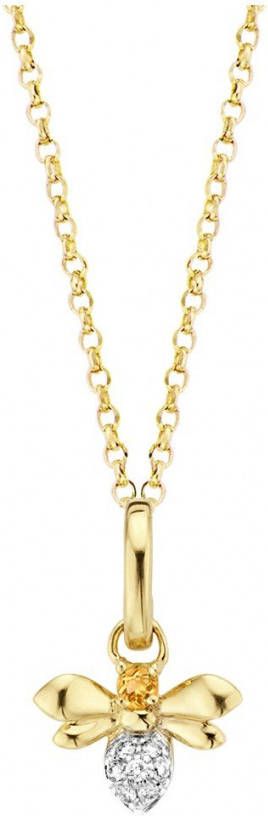 Diamond Point Geelgouden hanger 0 03 ct citrien Queen Bee