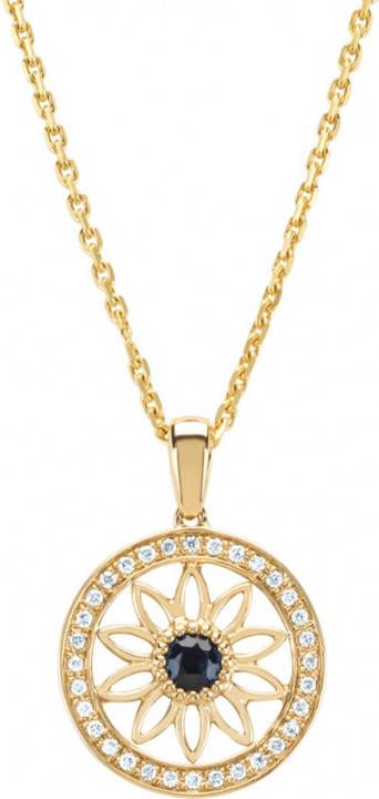 Diamond Point Geelgouden hanger, 0 15 ct saffier, Birthstones