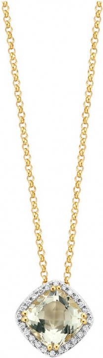 Diamond Point Geelgouden hanger 1.61 ct groene amethist Fi&#xEB, sta