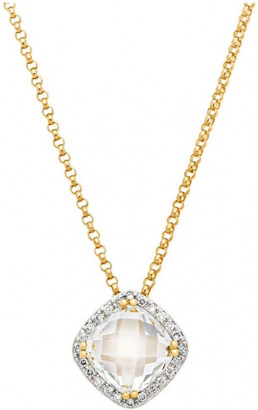 Diamond Point Geelgouden hanger, 1.92 ct witte topaas, Fi&#xEB, sta