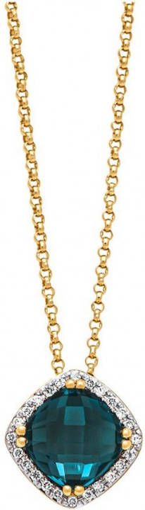 Diamond Point Geelgouden hanger, 1.96 ct london topaas, Fi&#xEB, sta