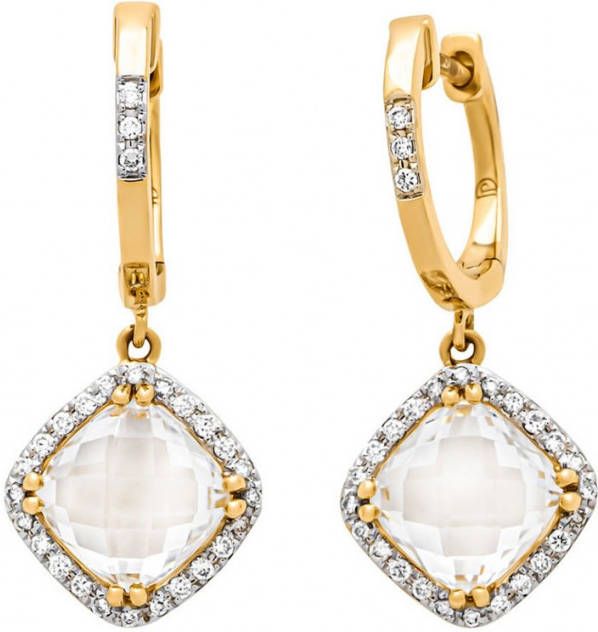 Diamond Point Geelgouden oorsieraden, 3.88 ct witte topaas, Fië, sta