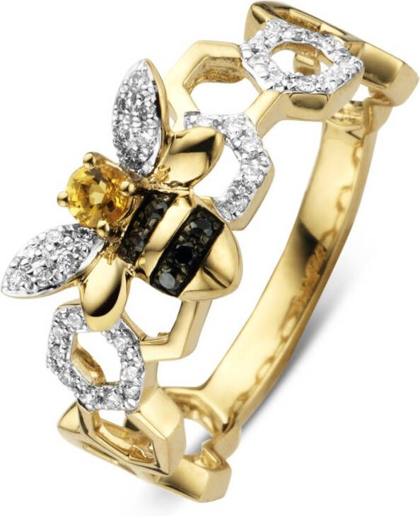 Diamond Point Gouden ring 0 07 ct citrien Queen Bee