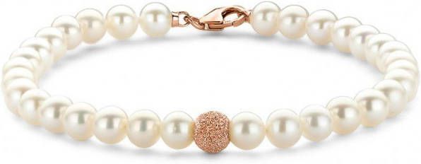 Diamond Point Ros&#xE9, gouden armband witte zoetwaterparel Rivi&#xE8, ra