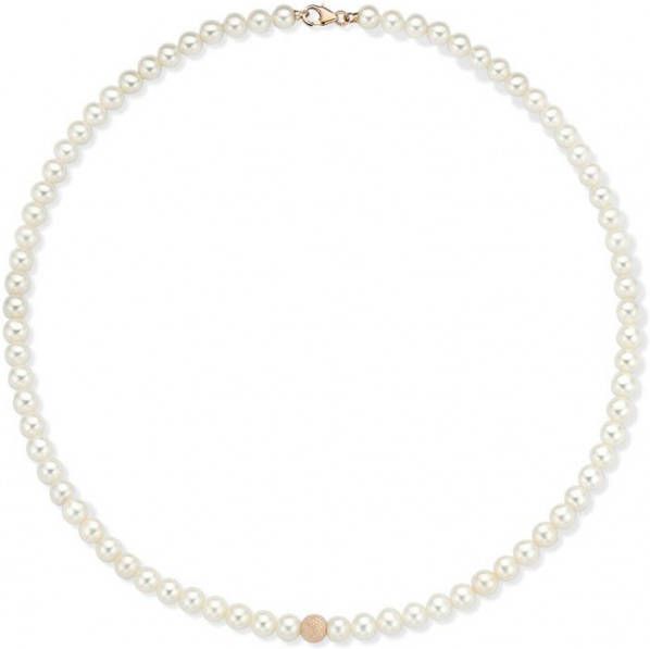 Diamond Point Rosé, gouden collier witte zoetwaterparel Riviè, ra