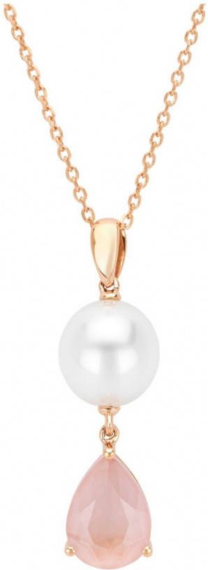 Diamond Point Ros&#xE9, gouden hanger, 1.11 ct roze kwarts, Rivi&#xE8, ra