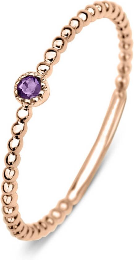 Diamond Point Ros&#xE9, gouden ring 0.04 ct paarse amethist Joy