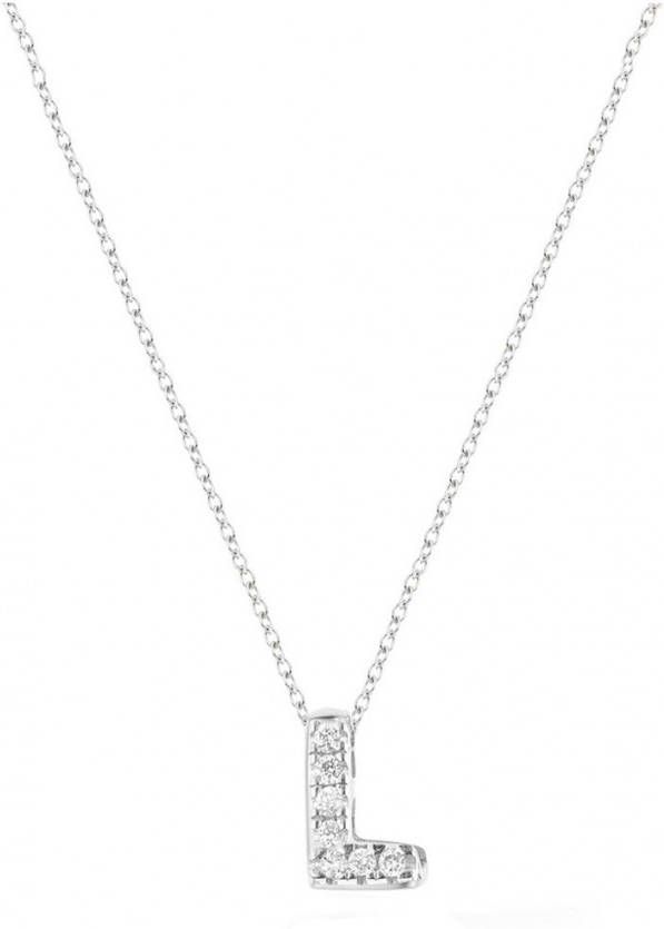 Diamond Point Witgouden collier 0 02 ct diamant Alphabet