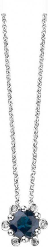 Diamond Point Witgouden hanger 0 47 ct blauwe saffier Empress