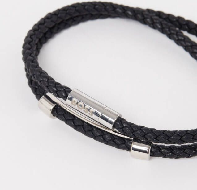 Hugo Boss Benni armband van gevlochten leer