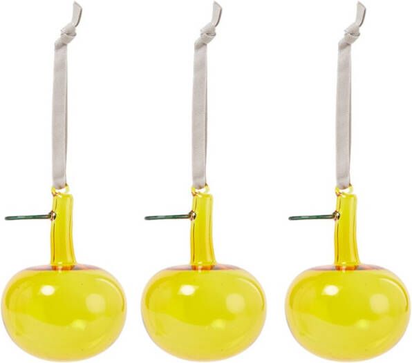 Iittala Oiva Toikka Lasiomena kersthanger 6 cm set van 3