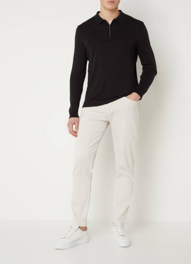 Strellson Vincent fijngebreide regular fit polo met halve rits