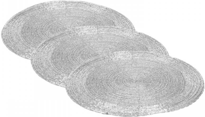Merkloos 4x Stuks Placemats/onderleggers Zilver Rond D35 Cm Placemats