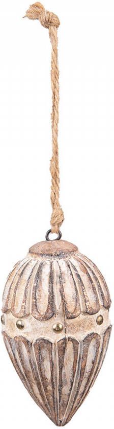 Clayre & Eef Hanger Ø 7x12 Cm Beige Bruin Hout Woondecoratie Ornament Decoratie Hanger Beige Woondecoratie Ornament