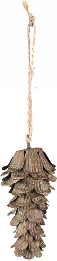 Clayre & Eef Hanger Dennenappel 12 Cm Groen Ijzer Woondecoratie Ornament Decoratie Hanger Groen Woondecoratie Ornament