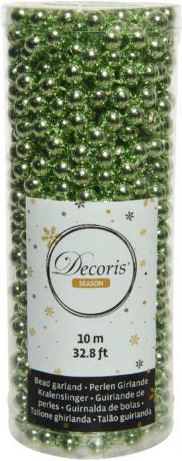 Decoris 1x Stuks Kerstboom Kralenslingers Groen 10 Meter Kerstslingers Kerstslingers