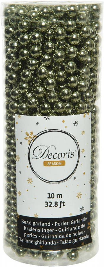 Decoris 1x Stuks Kerstboom Kralenslingers Mos Groen 10 Meter Kerstslingers Kerstslingers