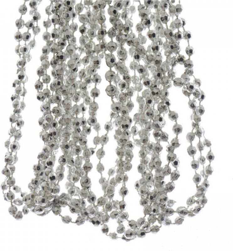 Decoris 1x Stuks Kralenslingers Voor Mini Kerstboom Slingers/guirlandes Zilver 270 X 0, 5 Cm Kerstslingers