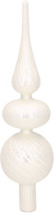 Decoris Zilveren Glazen Swirl Kerstboom Piek 32 Cm Met Glitter Kralen Kerstboompieken