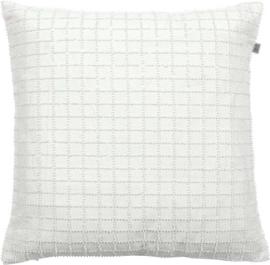 Dutch Decor Lisanne Kussenhoes Kraaltjes 45x45 Cm Ivoor Wit Geblokt Dessin