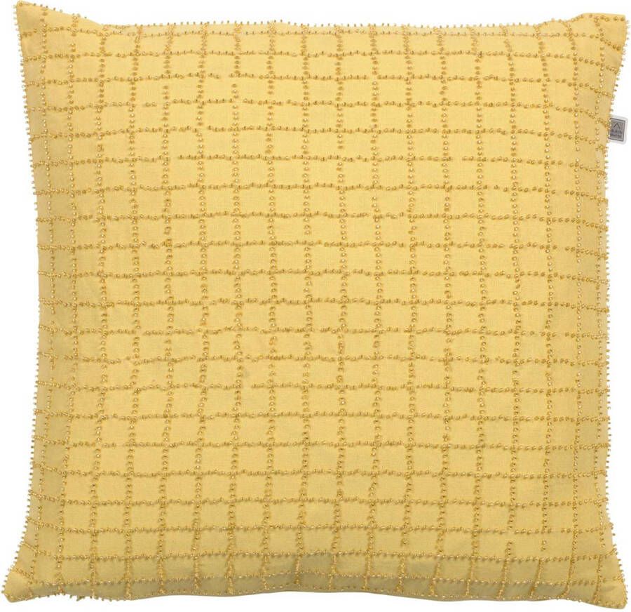 Dutch Decor Lisanne Kussenhoes Kraaltjes 45x45 Cm Oker Geel Geblokt Dessin