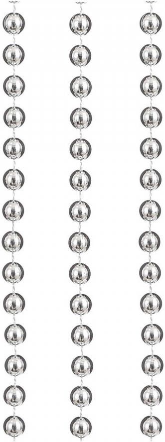 House of seasons 1x Stuks Kerstboom Kralenslingers Zilver 500 Cm Kerstslingers Kerstslingers