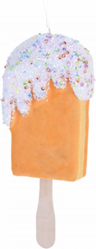 Merkloos 1x Kersthangers/ornamenten Oranje Kunststof Ijsjes 18 Cm Kersthangers