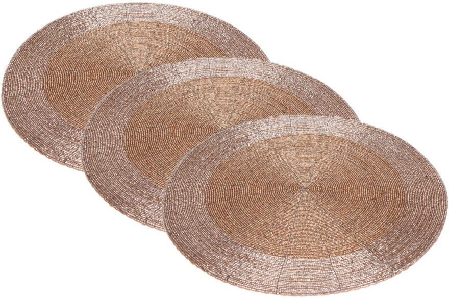 Merkloos 4x Stuks Placemats/onderleggers Champagne Rond D35 Cm Placemats