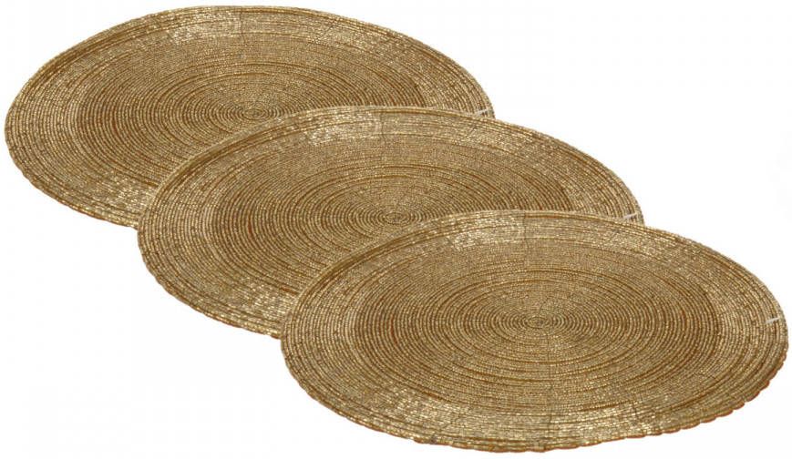Merkloos 4x Stuks Placemats/onderleggers Goud Rond D35 Cm Placemats