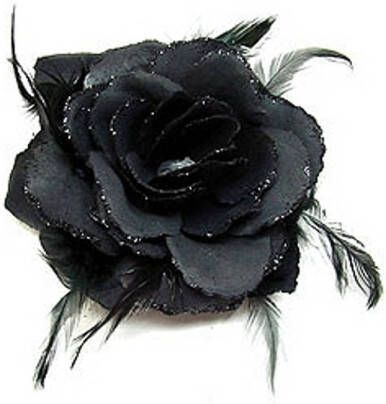 Merkloos Halloween Haarbloemen Zwarte Roos Verkleedhaardecoratie