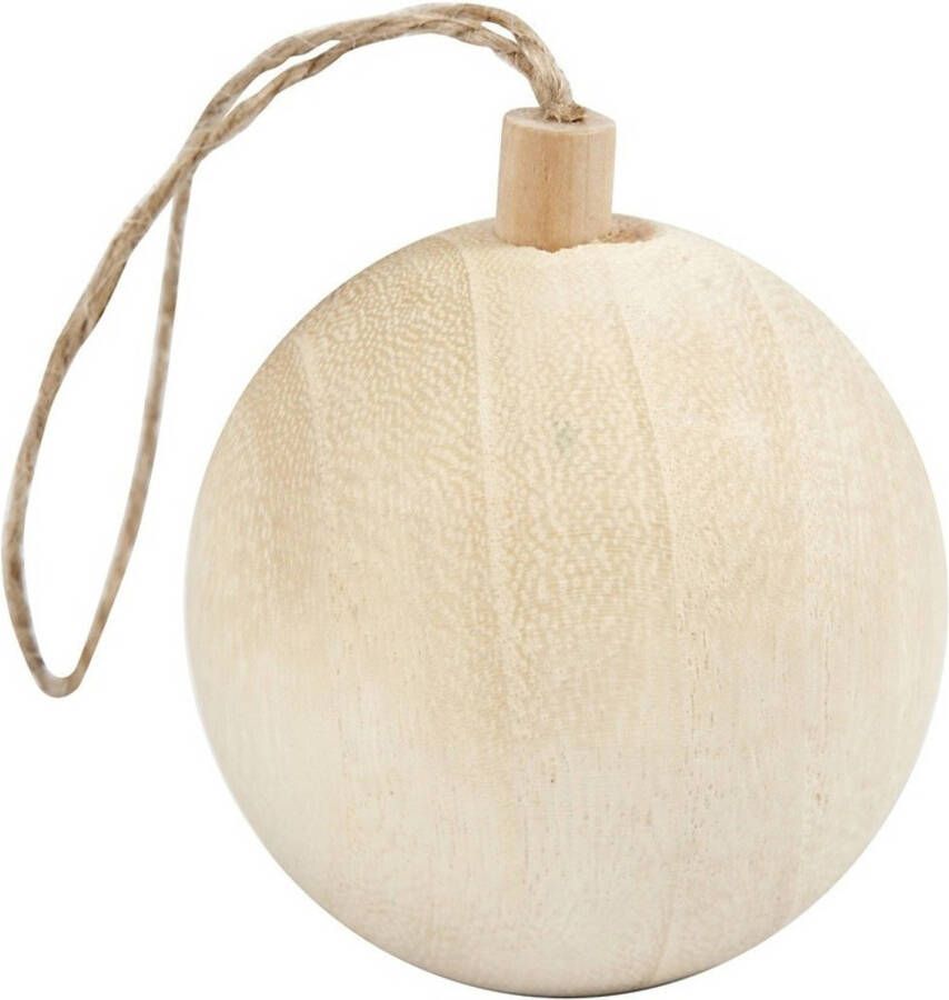 Merkloos Houten Kerstbal Van Licht Hout Keizerin Boom 6, 4 Cm Kerstballen Decoratie Hangers