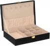 Merkloos Luxe Sieradenbox/juwelendoos Zwart Fluweel 28 X 19 X 7 Cm Sieradendozen online kopen