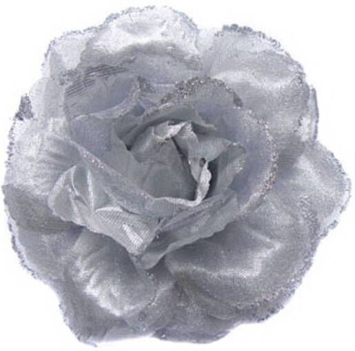 Merkloos Zilveren Glitter Bloem Accessoire Verkleedhaardecoratie