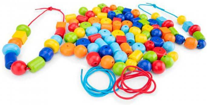 New Classic Toys Houten Kralen In Box Junior 100 delig