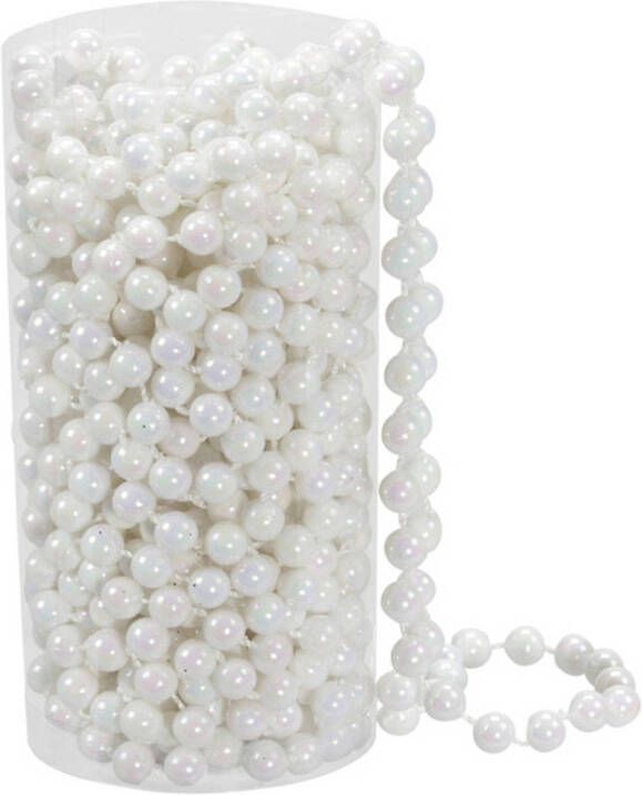 Othmar decorations 1x Stuks Kerstboom Kralenslingers Wit 8 Meter Kerstslingers Kerstslingers