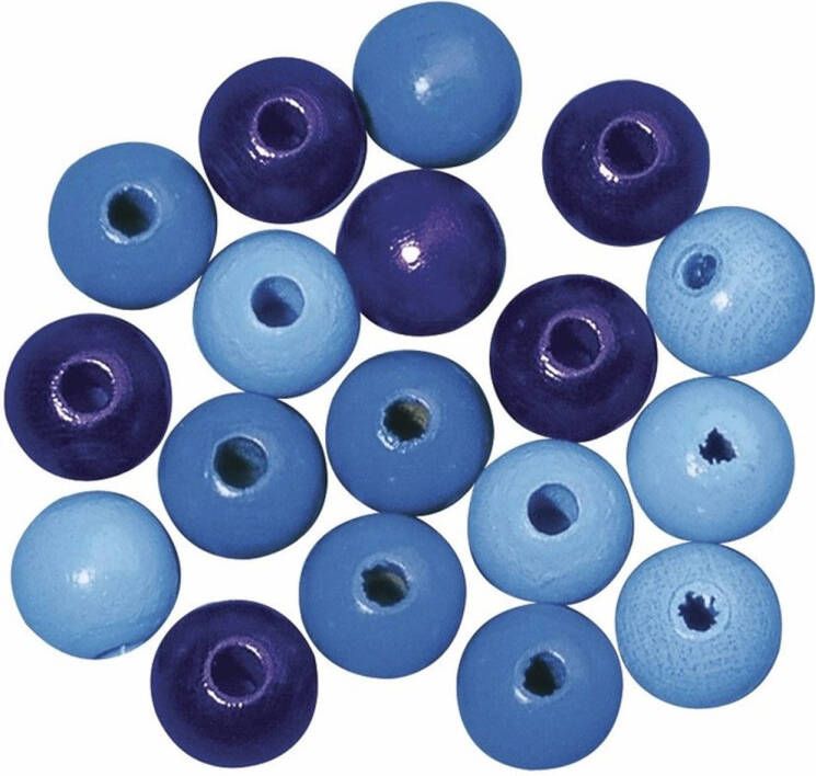 Rayher Hobby 115x Blauwe Houten Hobby Kralen 6 Mm Kralenbak