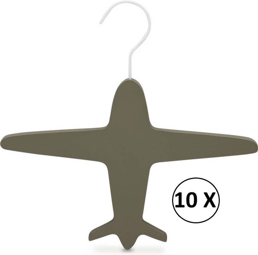 Relaxwonen Kinder Kledinghangers Set Van 10 Donker Groen Vliegtuig Hanger Extra Stevig