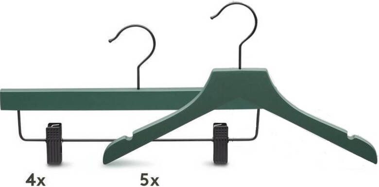 Relaxwonen Kinder Kledinghangers Set Van 9 Donker Groen Broek En Kledinghangers Extra Stevig