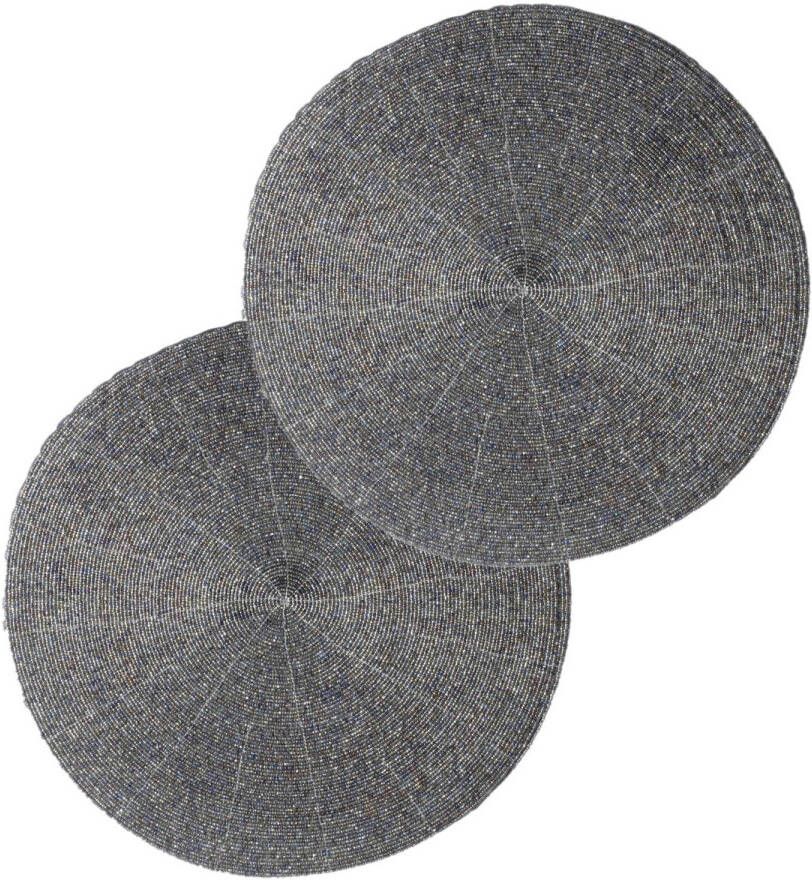 Set Van 4x Stuks Placemats Kralen Grijs 35 Cm Placemats