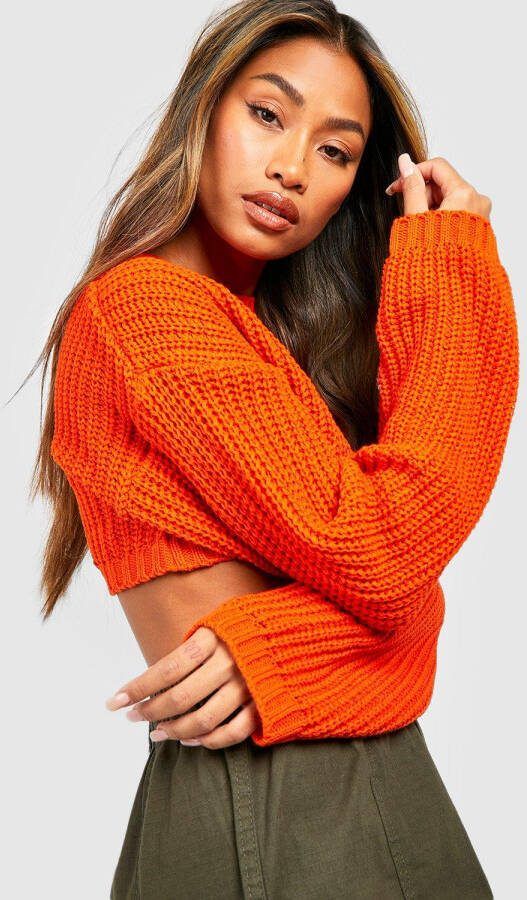 boohoo Basic Crop Top C335Met Crewneck, Orange