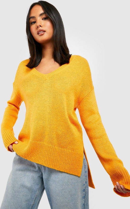 boohoo Basic Trui Met V Hals En Zijsplit, Mango