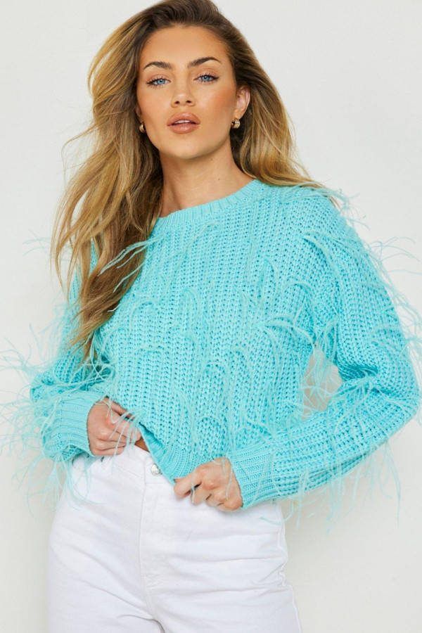 boohoo Dikke Veren Trui, Aqua