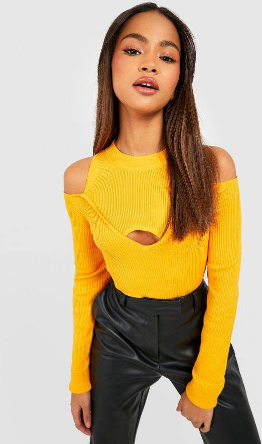 boohoo Gebreide Cut Out Trui, Orange