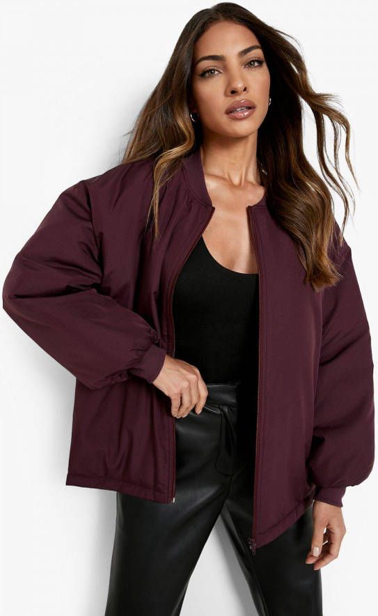 boohoo Oversized Bomberjack, Plum