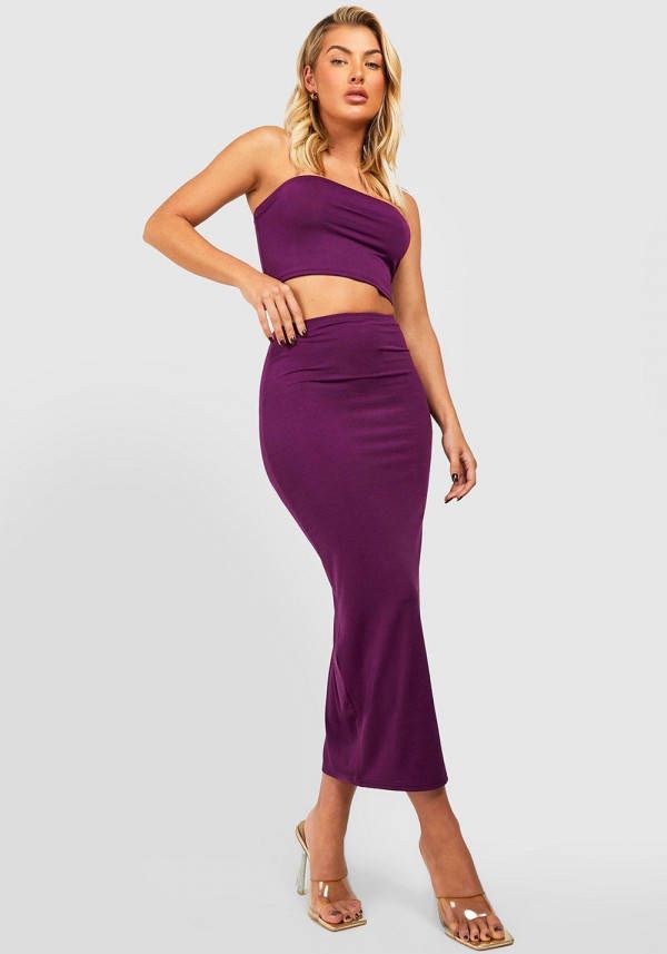 boohoo Strakke Bandeau Top Met Textuur, Purple