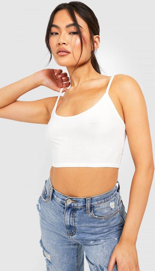 boohoo Strakke Crop Top Met Bandjes, Ivory